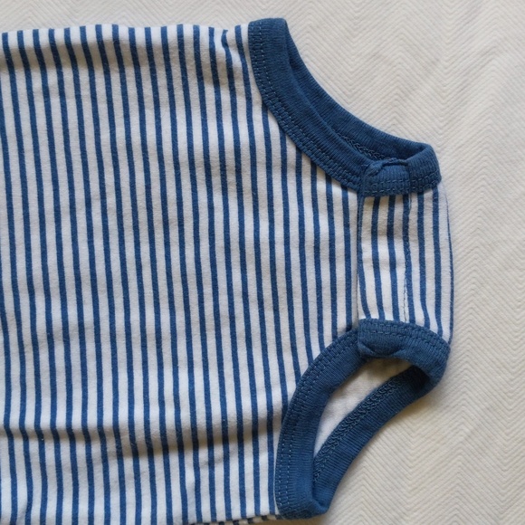 rococo blue & white striped short sleeve bodysuit diaper shirt 3 months - Picture 3 of 4